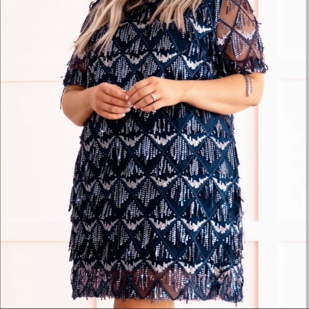 Chic Soul, Size 2X Sequin dress, blue, new without tags.